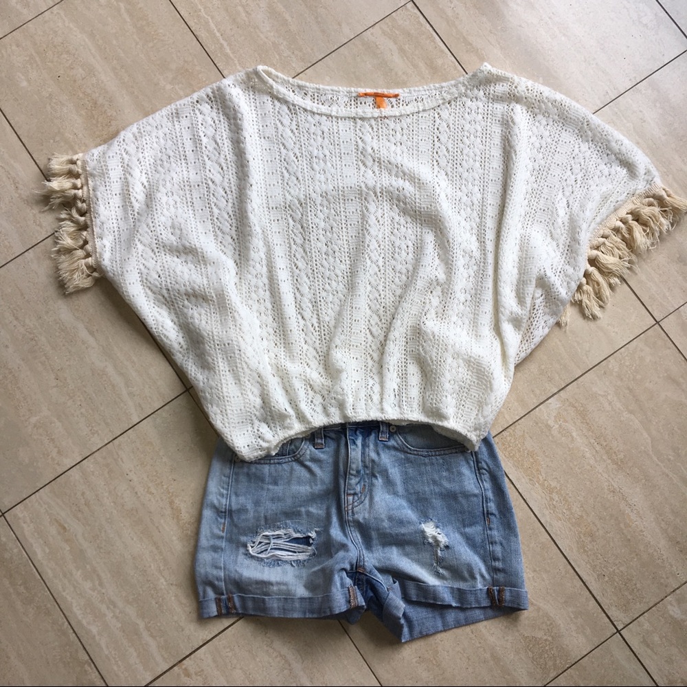 Anama off white boho crochet poncho top in  Size M